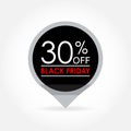 30 percent off. Black Friday Sale and discount pointer or sticker. Price off tag icon. Vector illustration Royalty Free Stock Photo